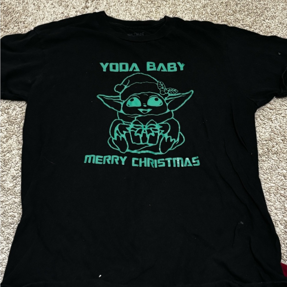 Black Yoda Baby Christmas T-Shirt
